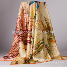 100% silk fashion print square satin scarves with hot stamping